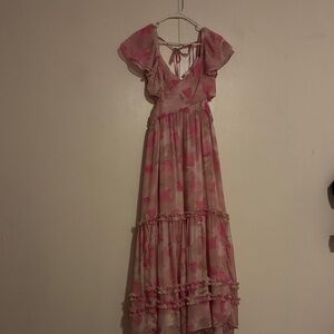 Charming Pink Floral Kids Dress